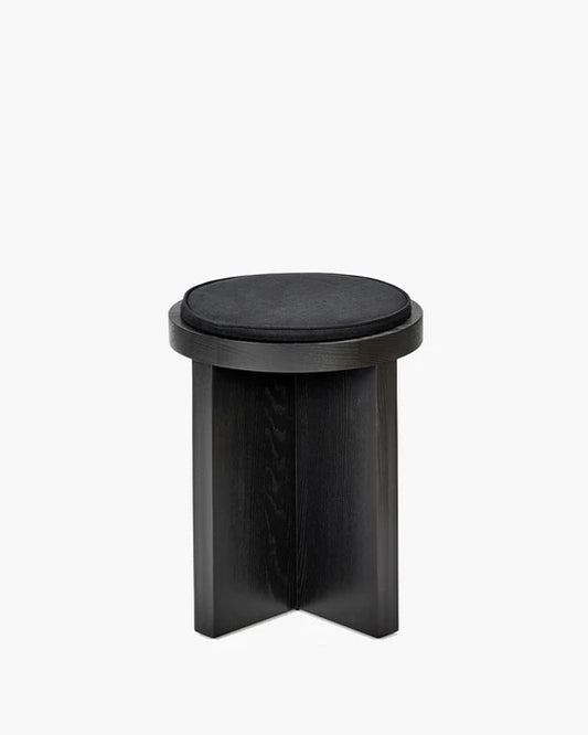 Black stool with black cushion Tabu