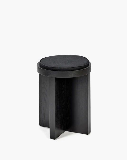 Black stool with black cushion Tabu