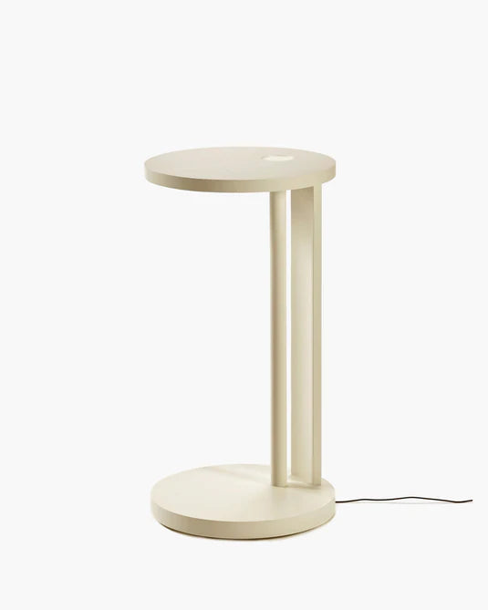 Aura cream beech L side table with LED lighting