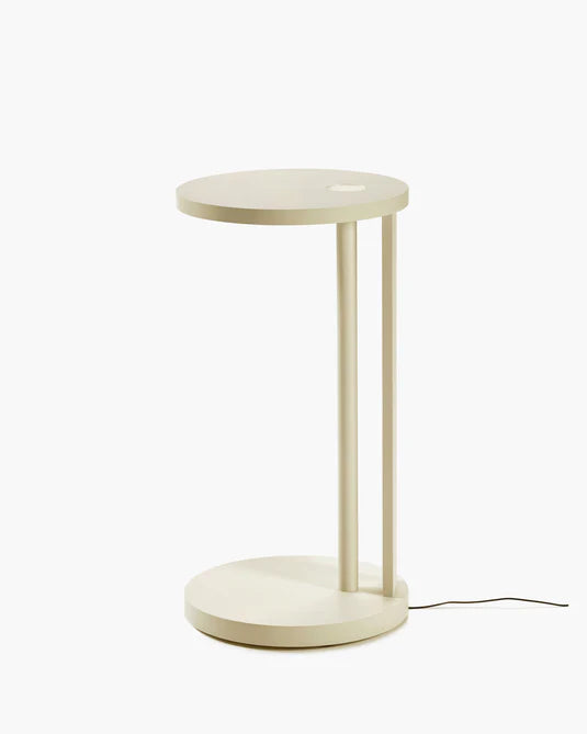 Aura cream beech L side table with LED lighting