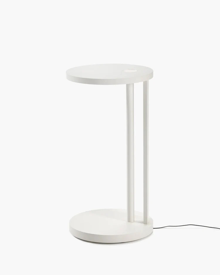 Aura L-shaped side table with LED lighting, white beech