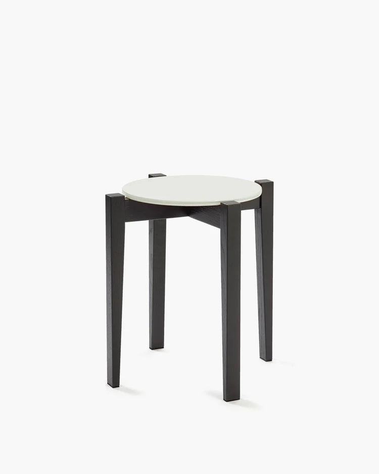 Tabouret hêtre noir/blanc cassé Eloïs