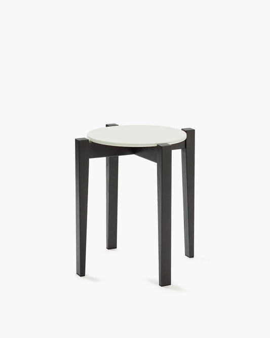 Eloïs black/off-white beech stool