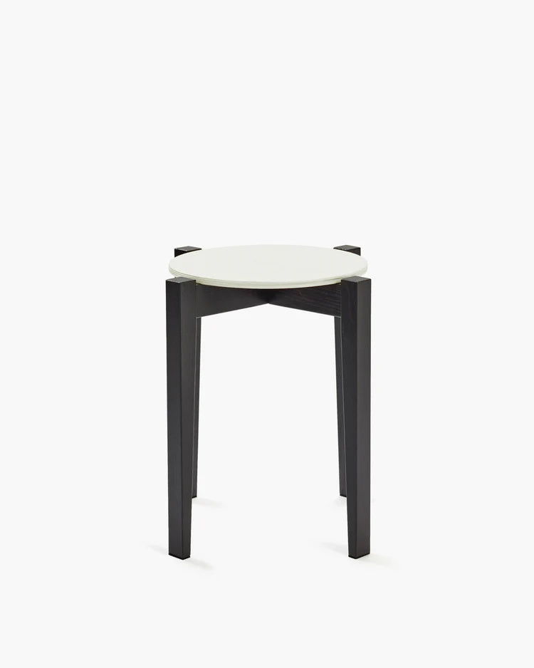 Tabouret hêtre noir/blanc cassé Eloïs