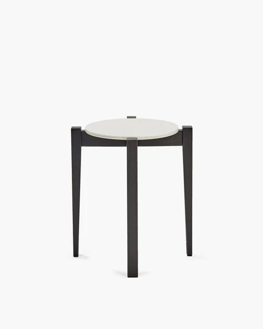 Tabouret hêtre noir/blanc cassé Eloïs