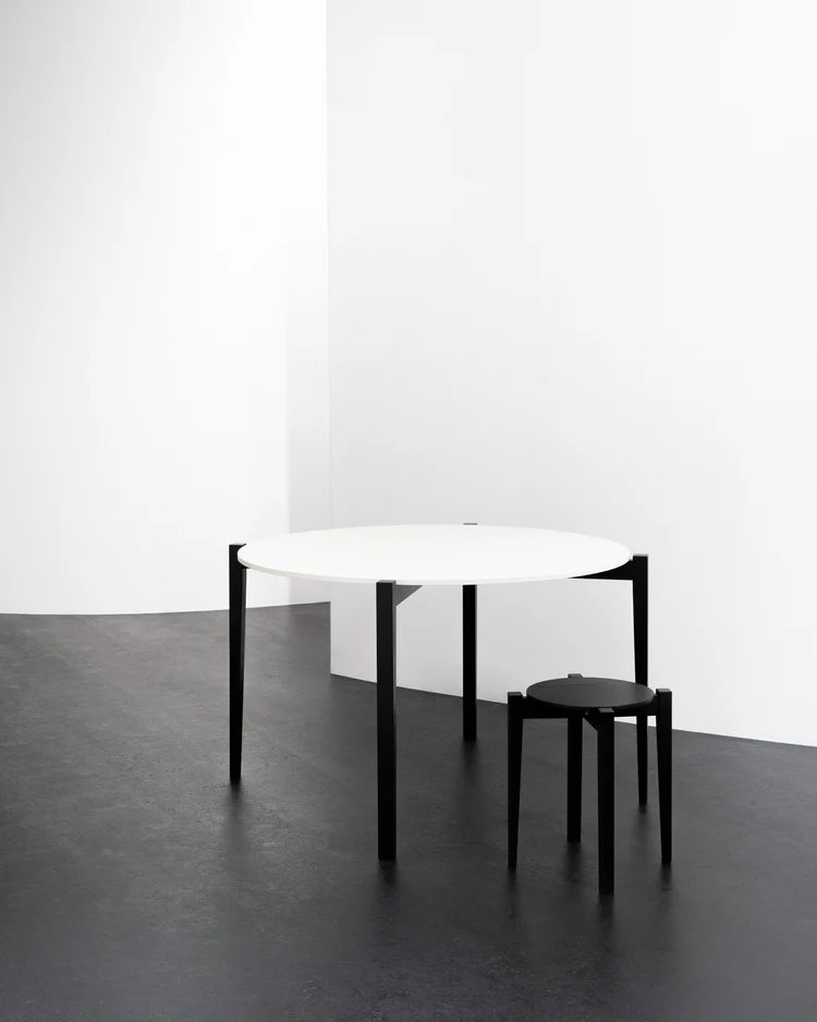 Table ronde hêtre noir/blanc cassé Eloïs