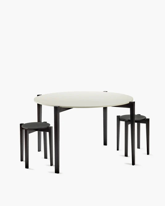 Table ronde hêtre noir/blanc cassé Eloïs