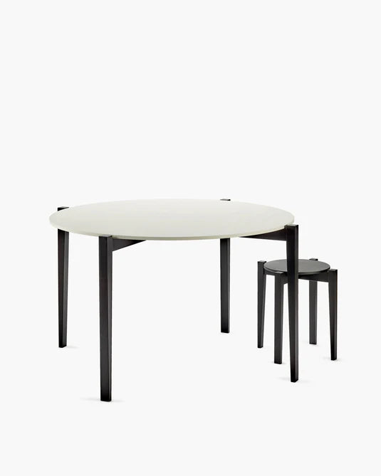 Table ronde hêtre noir/blanc cassé Eloïs