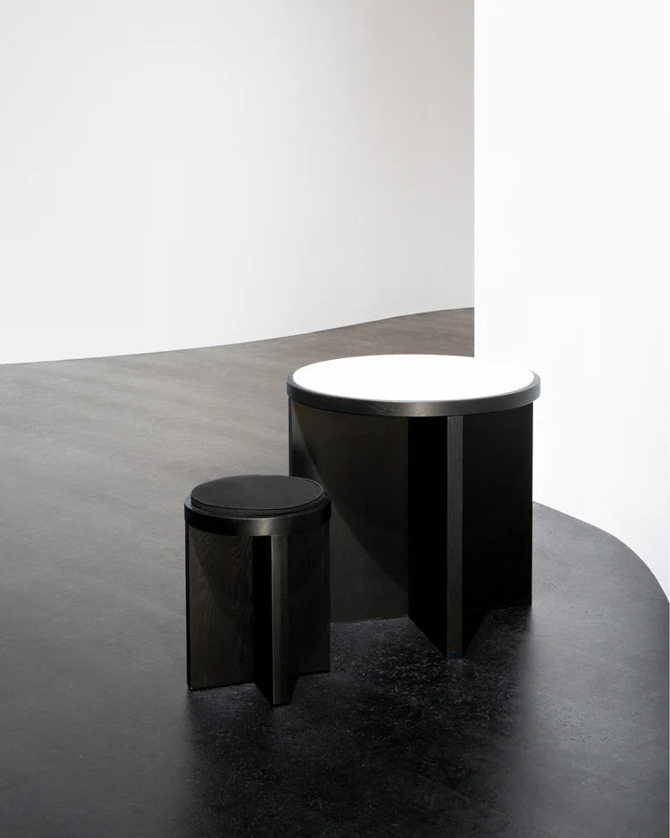 Cici black oak/white canvas S table