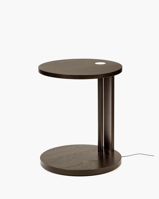 Side table S with LED lighting brown oak Aur