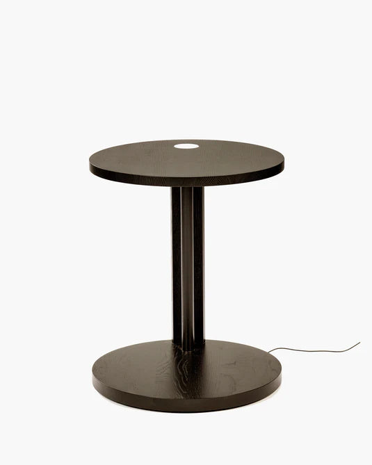 Table d'appoint S avec éclairage LED chêne marron Aur