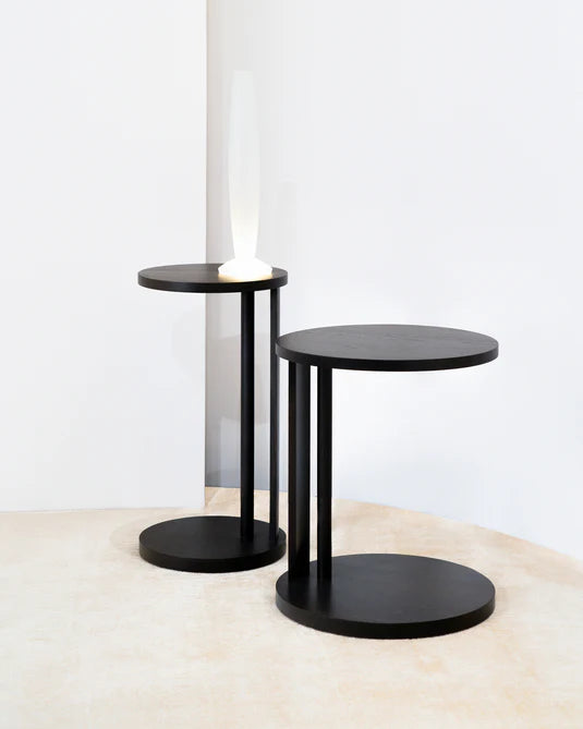 Aura S side table with LED lighting, black beech