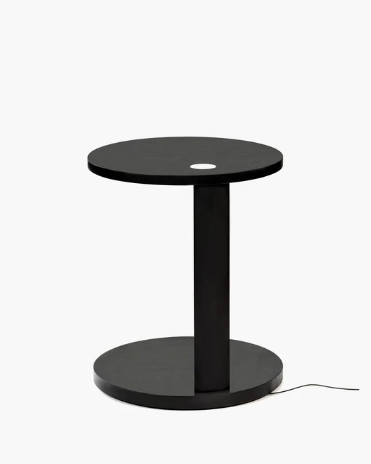 Aura S side table with LED lighting, black beech