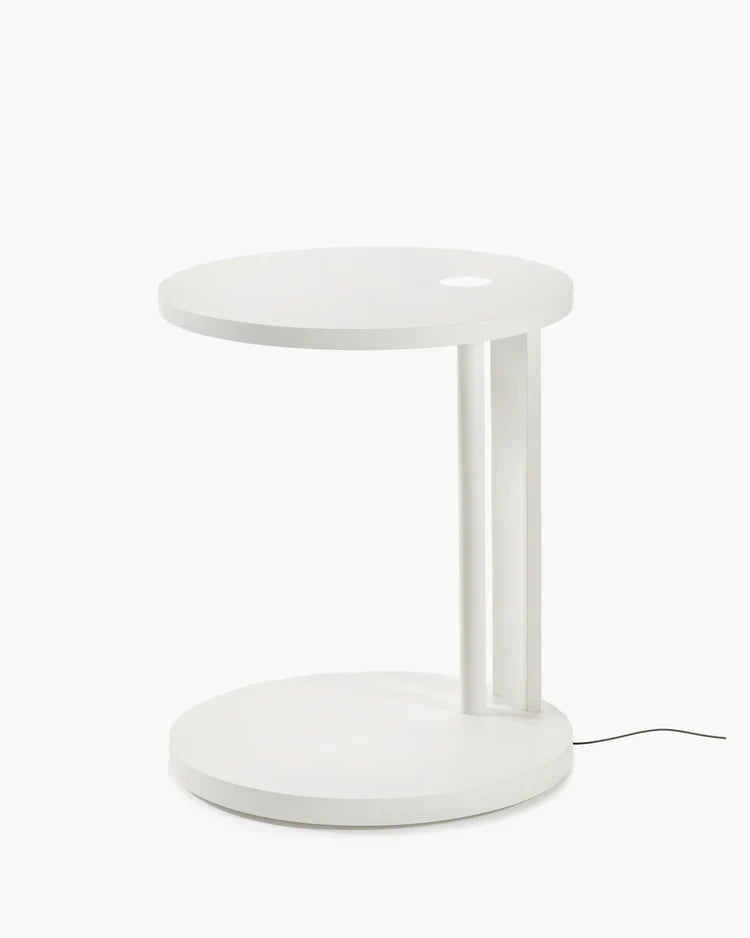 Aura S side table with LED lighting, off-white beech