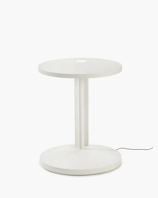 Aura S side table with LED lighting, off-white beech
