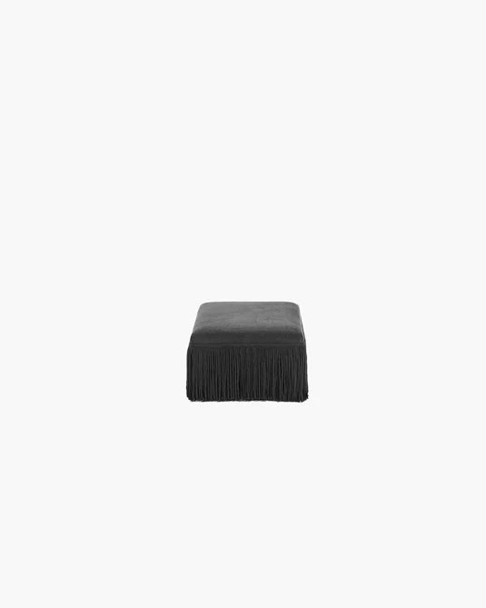 Pouf S noir avec franges noires Frin