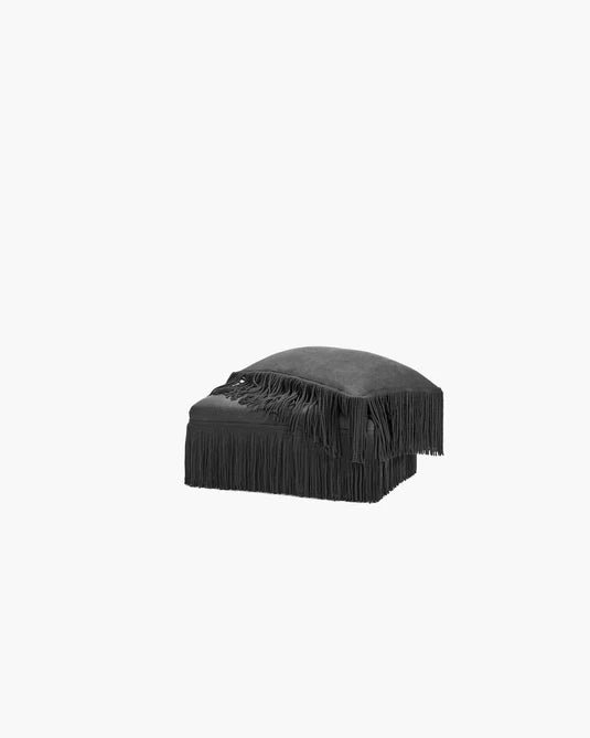Pouf S noir avec franges noires Frin