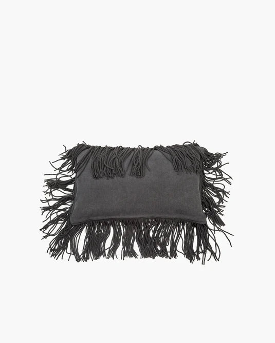 Coussin supplémentaire noir avec franges noires Frou