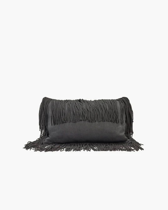 Coussin supplémentaire noir avec franges noires Frou
