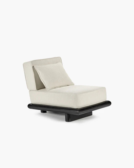 Crèmekleurige kokosnootbank + zwart eiken frame Ono 1