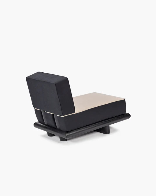 Canapé velours gris + lin noir + cadre noir Ono 1