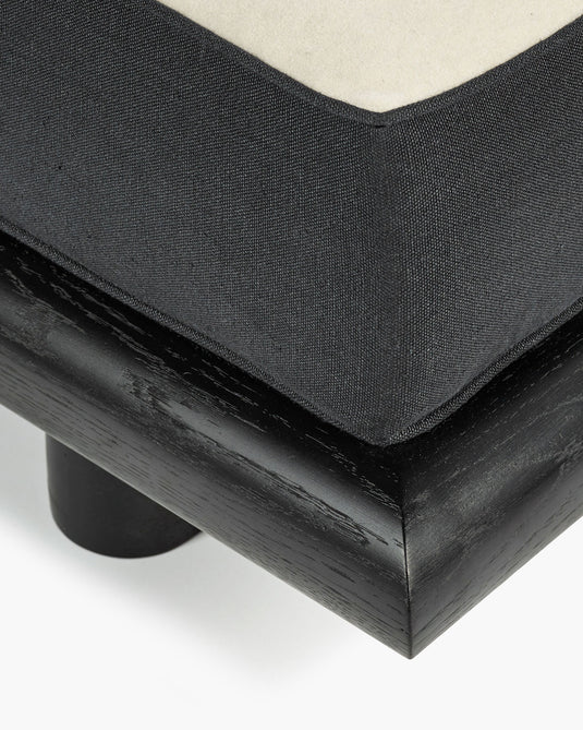 Canapé velours gris + lin noir + cadre noir Ono 1