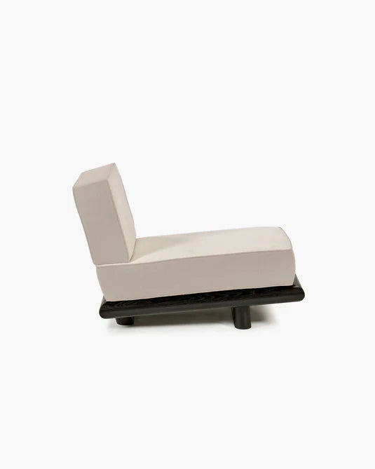 Grijze fluwelen bank + zwart eiken frame Ono 1