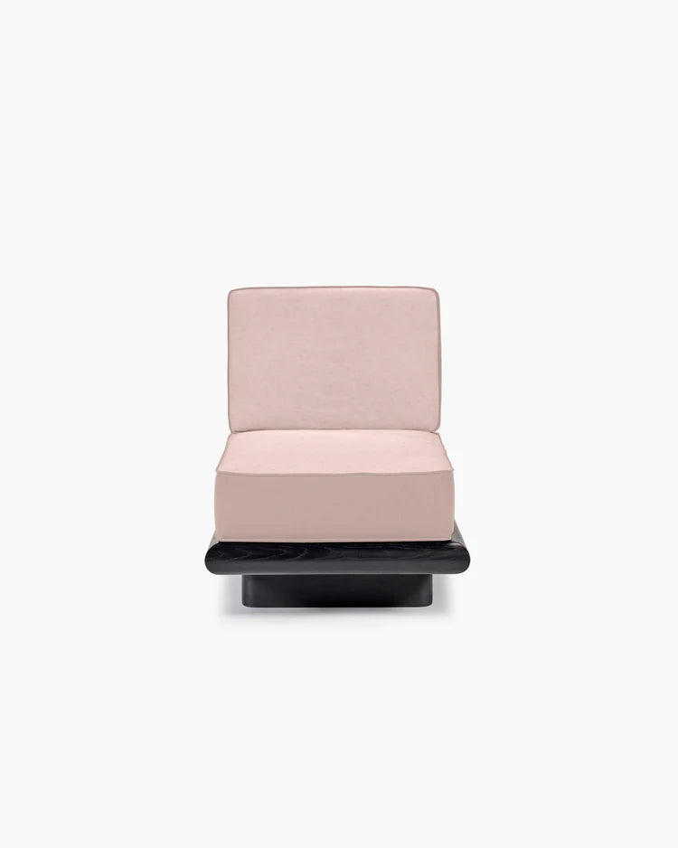Canapé velours rose + cadre chêne noir Ono 1