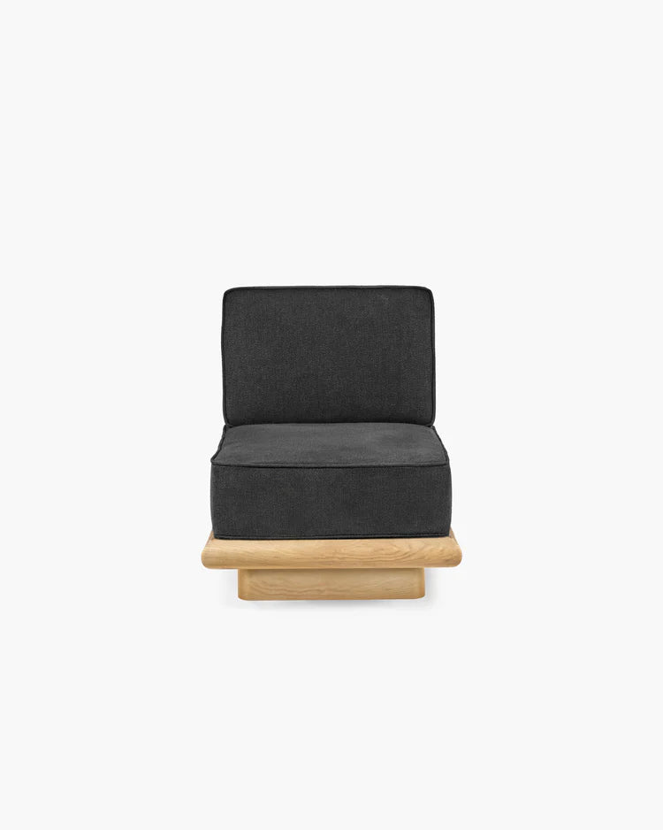 Canapé noir licot + cadre chêne naturel Ono 1