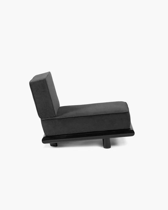 Canapé licot noir + cadre tulipier teinté foncé Ono 1