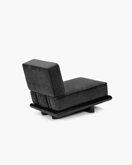 Canapé licot noir + cadre tulipier teinté foncé Ono 1