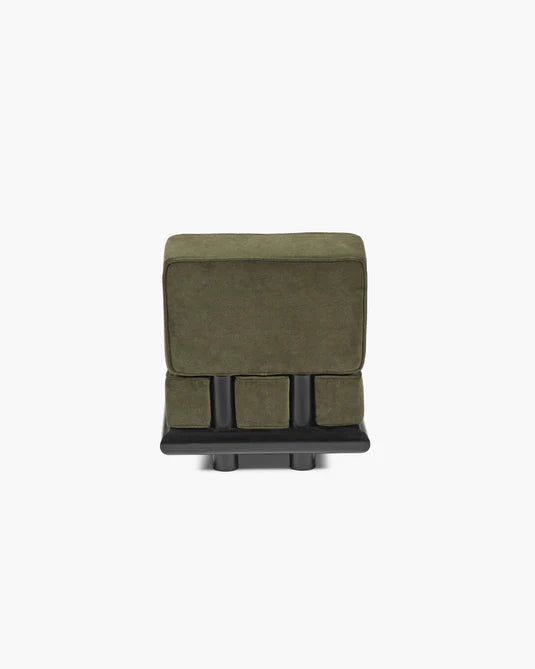 Canapé velours fougère + cadre tulipier teinté foncé Ono 1