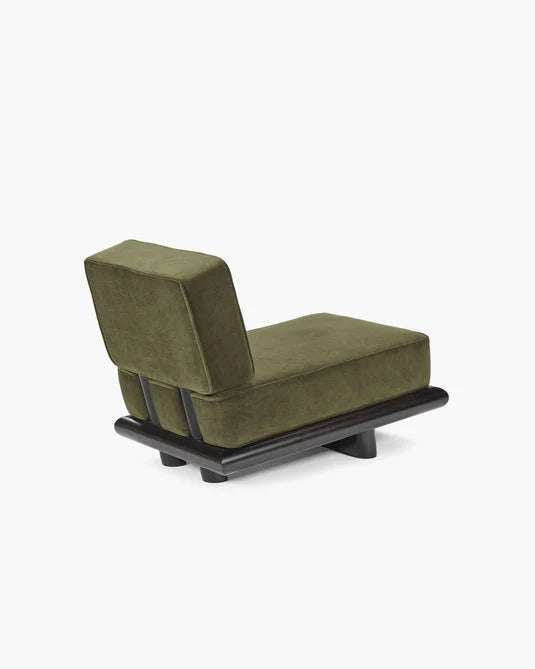 Varen fluwelen bank + donker gebeitst tulp frame Ono 1