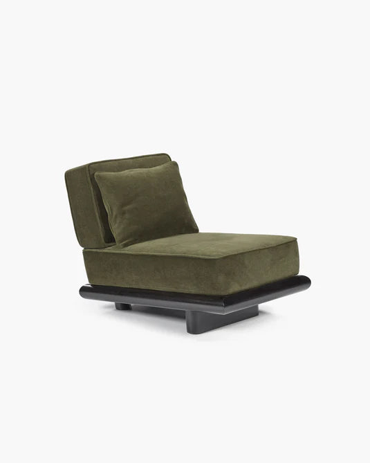 Varen fluwelen bank + donker gebeitst tulp frame Ono 1