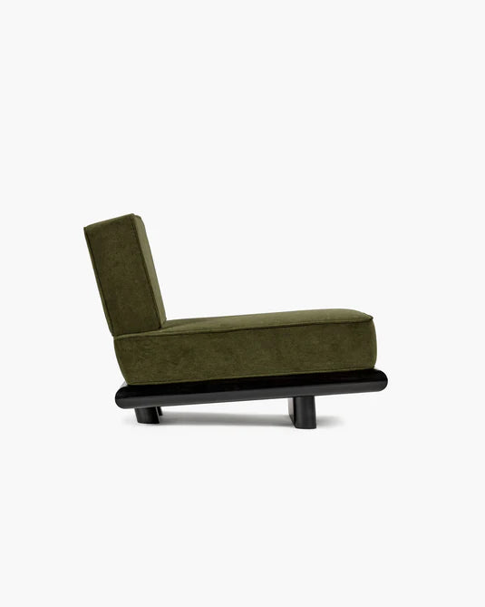 Canapé velours fougère + cadre tulipier teinté foncé Ono 1