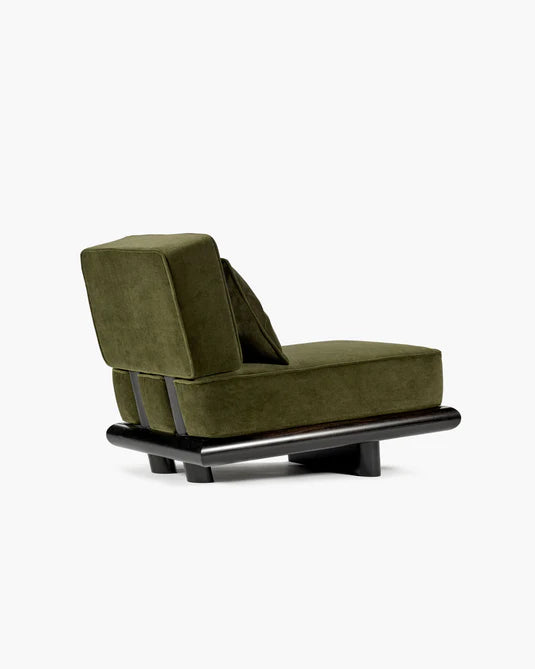 Varen fluwelen bank + donker gebeitst tulp frame Ono 1