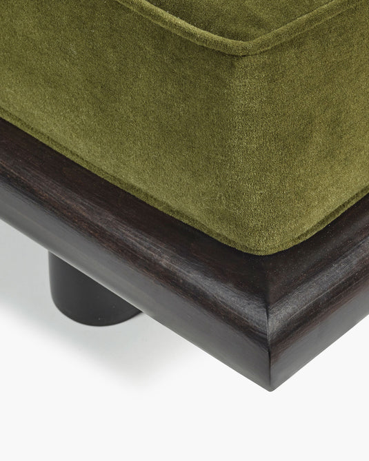 Varen fluwelen bank + donker gebeitst tulp frame Ono 1