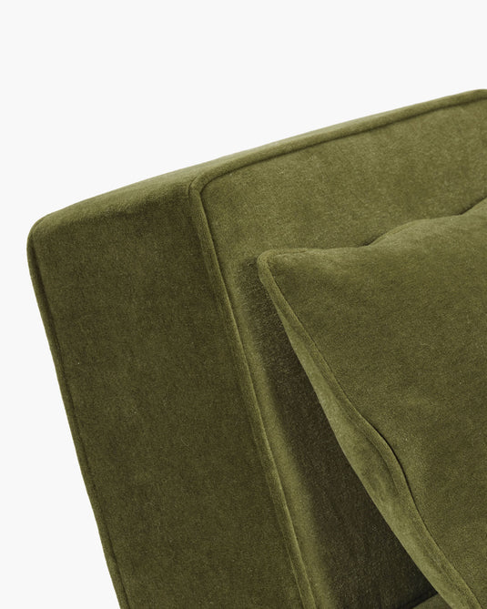 Varen fluwelen bank + donker gebeitst tulp frame Ono 1