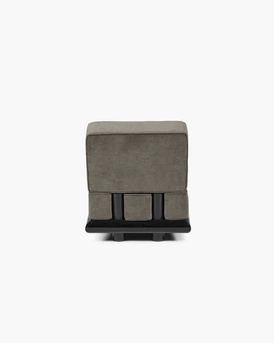 Canapé velours taupe + cadre tulipier teinté foncé Ono 1