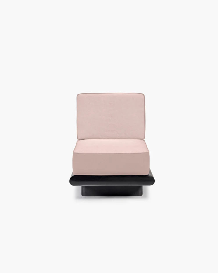 Canapé velours rose + cadre tulipier teinté foncé Ono 1