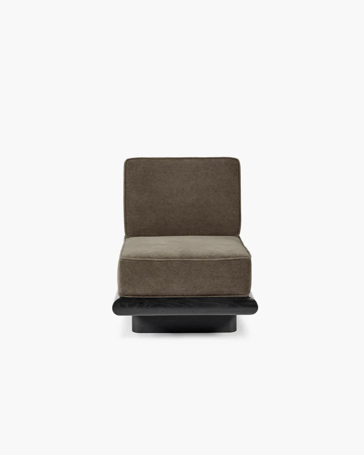 Canapé velours teddy + cadre tulipier teinté foncé Ono 1