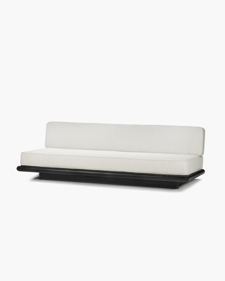 Canapé coco écru + cadre chêne noir Ono 3