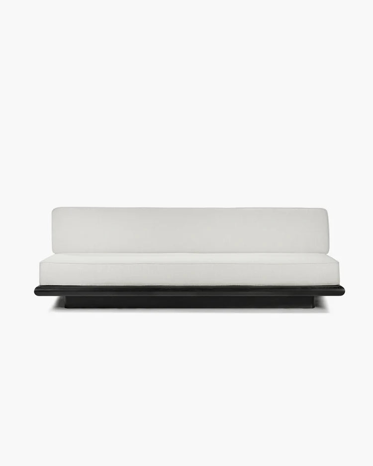 Canapé coco écru + cadre chêne noir Ono 3