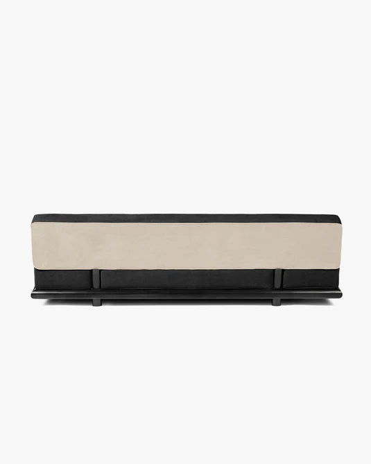 Canapé velours gris + lin noir + cadre chêne noir Ono 3