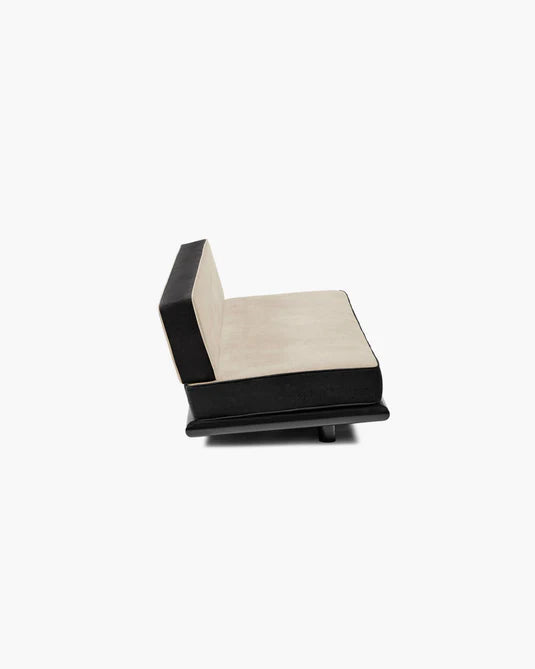 Canapé velours gris + lin noir + cadre chêne noir Ono 3