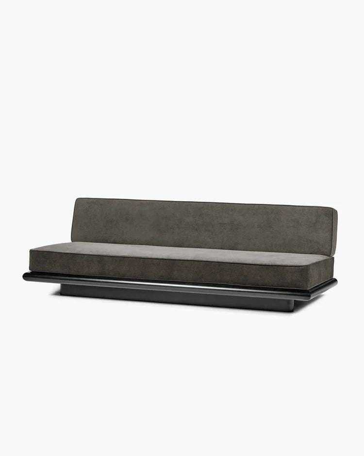 Taupe velvet sofa + black oak frame Ono 3