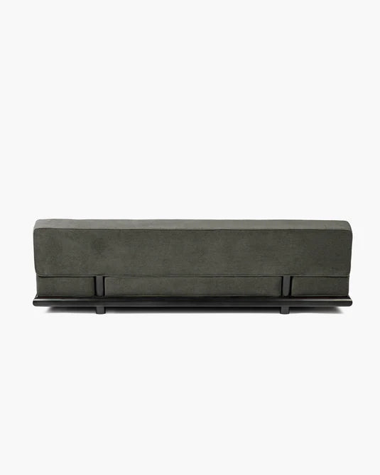 Canapé velours taupe + cadre chêne noir Ono 3