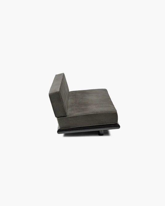 Canapé velours taupe + cadre chêne noir Ono 3