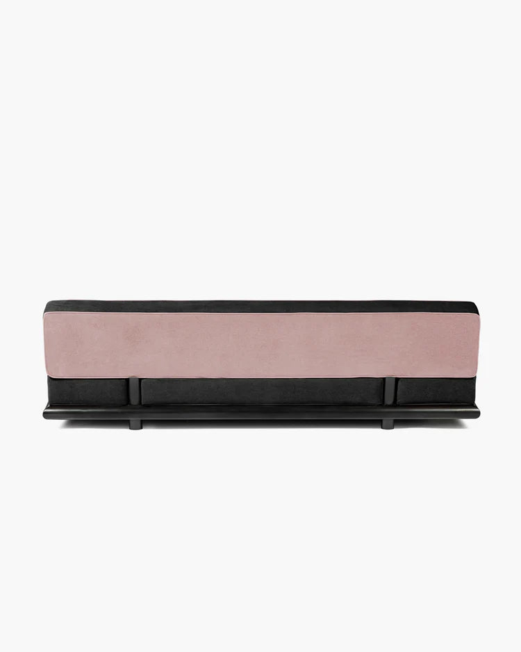 Canapé velours rose noir + cadre chêne noir Ono 3