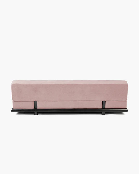 Canapé velours rose + cadre chêne noir Ono 3